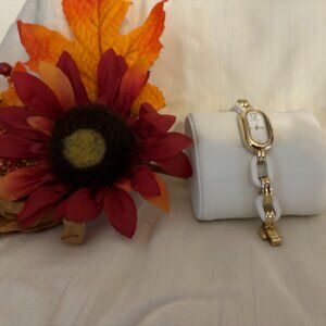 Beautiful Anne Klein white ceramic watch with gold hardware